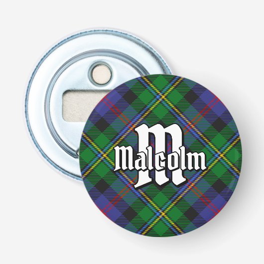 Clan Malcolm Tartan Button Flesopener (Voorkant)