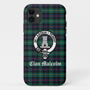 Clan Malcolm Tartan en Crest Case-Mate iPhone Case