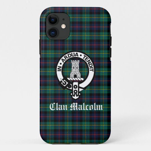 Clan Malcolm Tartan en Crest Case-Mate iPhone Case (Achterkant)