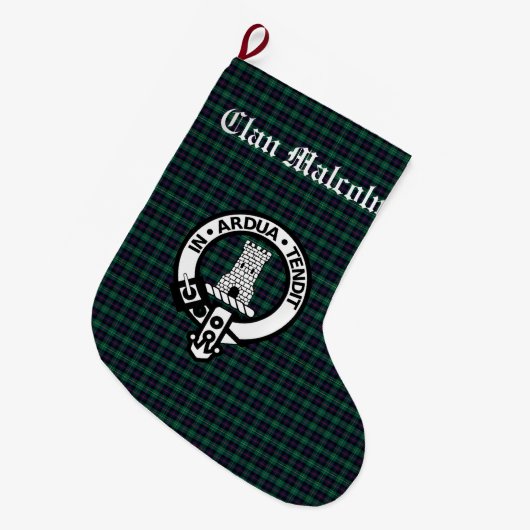 Clan Malcolm Tartan en Crest Grote Kerstsok (Voorkant (Hangend))