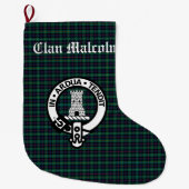 Clan Malcolm Tartan en Crest Grote Kerstsok (Voorkant)