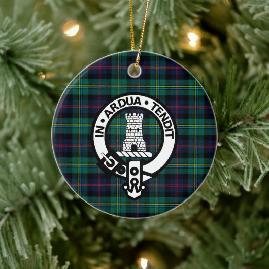 Clan Malcolm Tartan en Crest Keramisch Ornament (Boom)