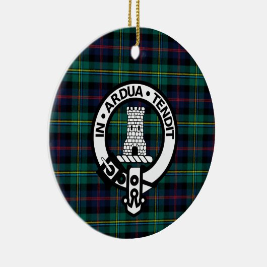 Clan Malcolm Tartan en Crest Keramisch Ornament (Rechts)