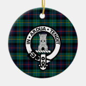 Clan Malcolm Tartan en Crest Keramisch Ornament (Voorkant)