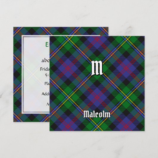 Clan Malcolm Tartan Kaart (Voorkant / Achterkant)
