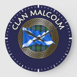 Clan Malcolm Tartan Knoop & Vlag Grote Klok