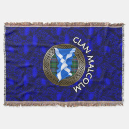 Clan Malcolm Tartan Knot & Flag Deken