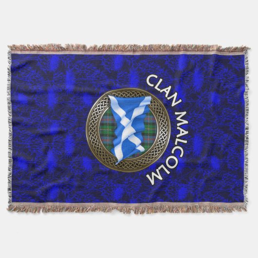 Clan Malcolm Tartan Knot & Flag Deken (Voorkant)