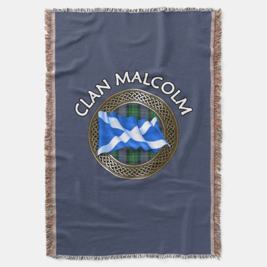 Clan Malcolm Tartan Knot & Flag Deken (Voorkant Verticaal)