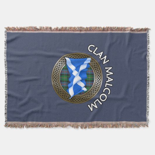 Clan Malcolm Tartan Knot & Flag Deken (Voorkant)