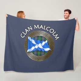 Clan Malcolm Tartan Knot & Flag Fleece Deken