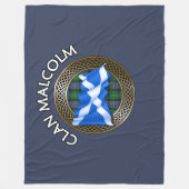 Clan Malcolm Tartan Knot & Flag Fleece Deken (Voorkant)