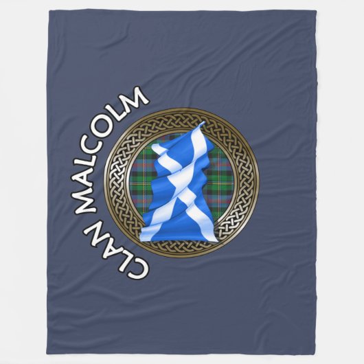 Clan Malcolm Tartan Knot & Flag Fleece Deken (Voorkant)