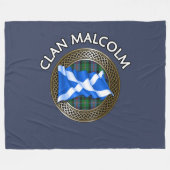 Clan Malcolm Tartan Knot & Flag Fleece Deken (Voorkant (Horizontaal))