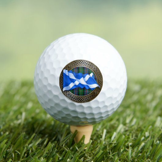 Clan Malcolm Tartan Knot & Flag Golfballen (Insitu Shirt)