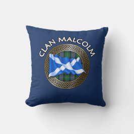 Clan Malcolm Tartan Knot & Flag Kussen