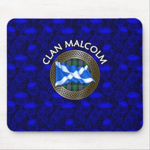 Clan Malcolm Tartan Knot & Flag Muismat