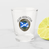 Clan Malcolm Tartan Knot & Flag Shot Glas (Voorkant)