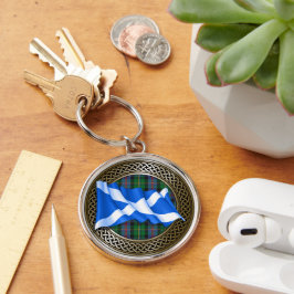 Clan Malcolm Tartan Knot & Flag Sleutelhanger