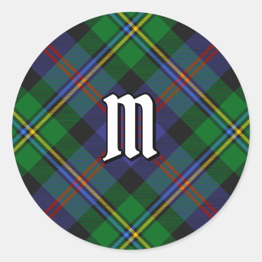 Clan Malcolm Tartan Ronde Sticker (Voorkant)