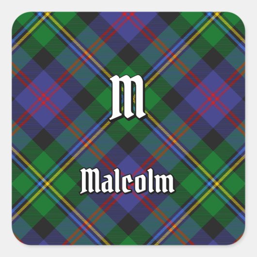Clan Malcolm Tartan Vierkante Sticker (Voorkant)