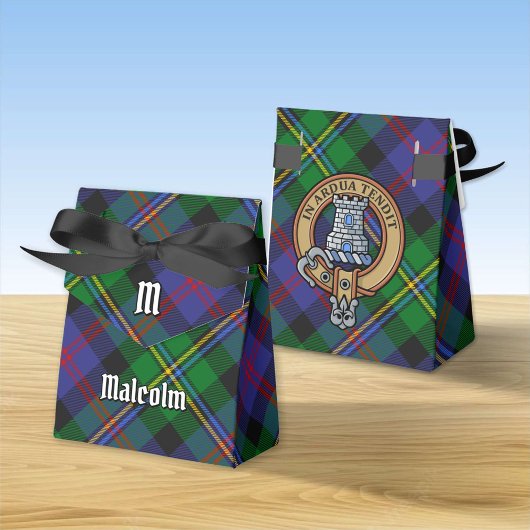 Clan Malcolm Wapen over Tartan Bedankdoosjes