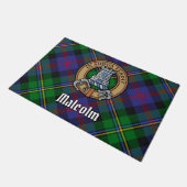 Clan Malcolm Wapen over Tartan Deurmat (Schuin)