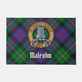Clan Malcolm Wapen over Tartan Deurmat (Voorkant)
