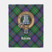 Clan Malcolm Wapen over Tartan Fleece Deken (Voorkant)