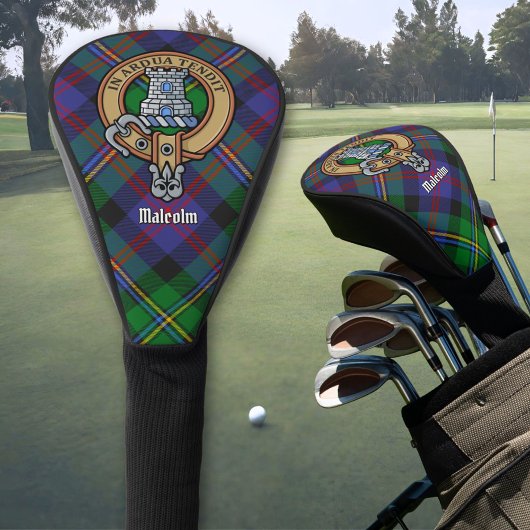 Clan Malcolm Wapen over Tartan Golfheadcover