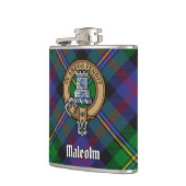 Clan Malcolm Wapen over Tartan Heupfles (Links)