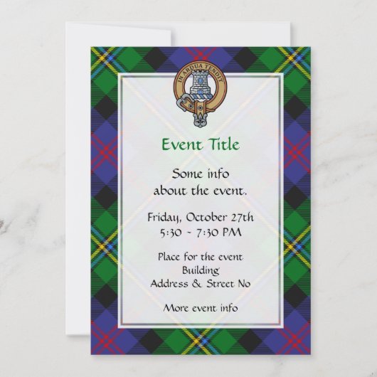 Clan Malcolm Wapen over Tartan Kaart (Voorkant)