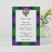 Clan Malcolm Wapen over Tartan Kaart (Staand voorkant)