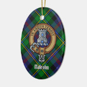 Clan Malcolm Wapen over Tartan Keramisch Ornament (Links)