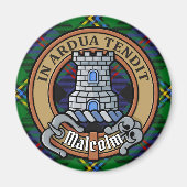 Clan Malcolm Wapen over Tartan Magneet (Voorkant)