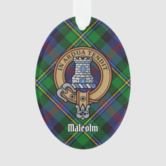 Clan Malcolm Wapen over Tartan Ornament (voorkant)