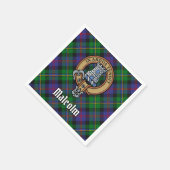 Clan Malcolm Wapen over Tartan Servet (Hoek)