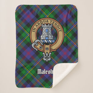 Clan Malcolm Wapen over Tartan Sherpa Deken