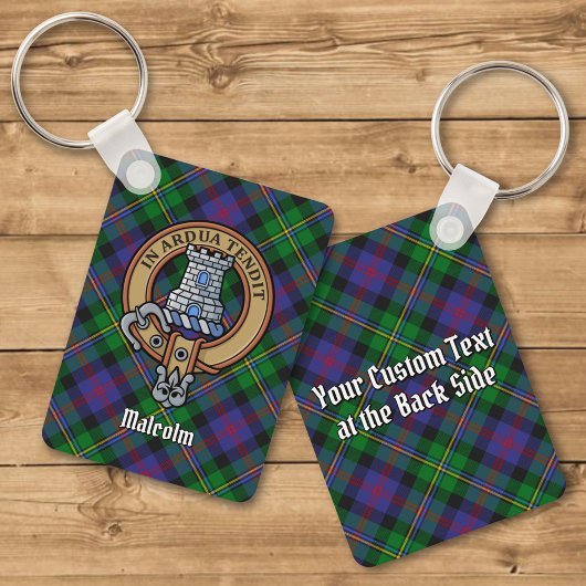 Clan Malcolm Wapen over Tartan Sleutelhanger