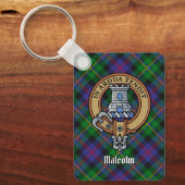 Clan Malcolm Wapen over Tartan Sleutelhanger (Voorkant)