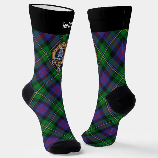 Clan Malcolm Wapen over Tartan Sokken (Gebogen)