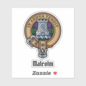 Clan Malcolm Wapen over Tartan Sticker (Vel)