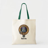 Clan Malcolm Wapen over Tartan Tote Bag (Voorkant)