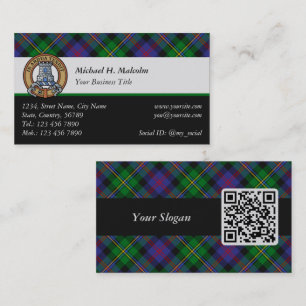 Clan Malcolm Wapen over Tartan Visitekaartje