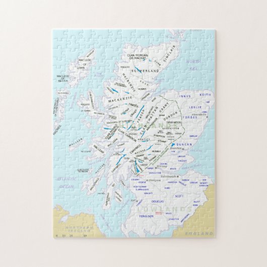 Clan Map of Scotland Jigzaag Puzzle Legpuzzel (Verticaal)
