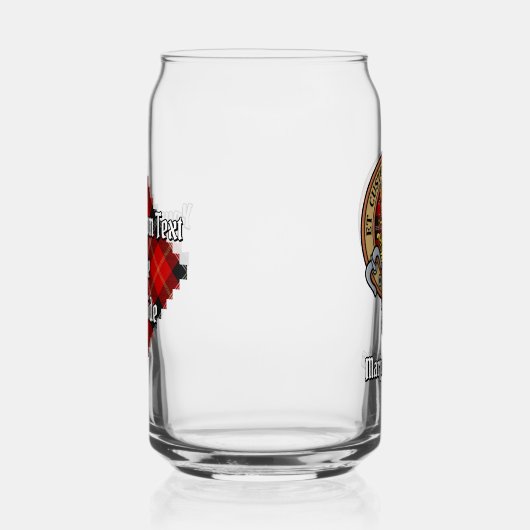 Clan Marjoribanks Crest over Tartan Blikvorm Glas (Rechts)