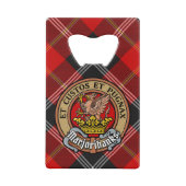 Clan Marjoribanks Crest over Tartan Creditkaart Flessenopener (Voorkant)