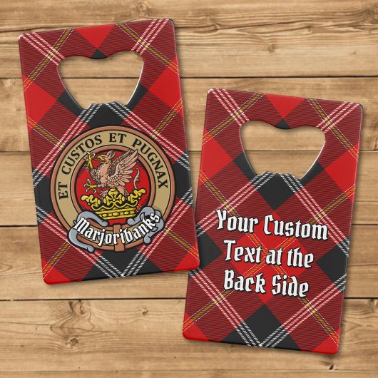 Clan Marjoribanks Crest over Tartan Creditkaart Flessenopener