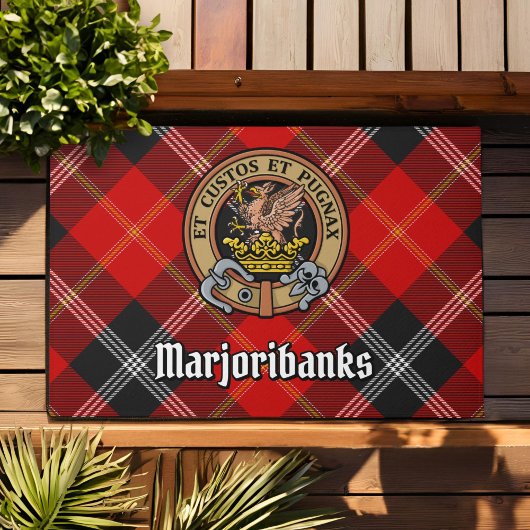 Clan Marjoribanks Crest over Tartan Deurmat