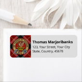 Clan Marjoribanks Crest over Tartan Etiket (Insitu)